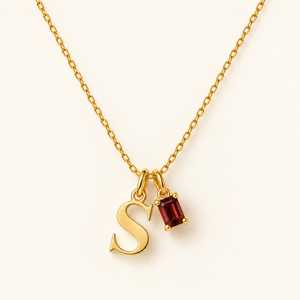Personalized Initial Birthstone Necklace – Letter & Gemstone Pendant Gift
