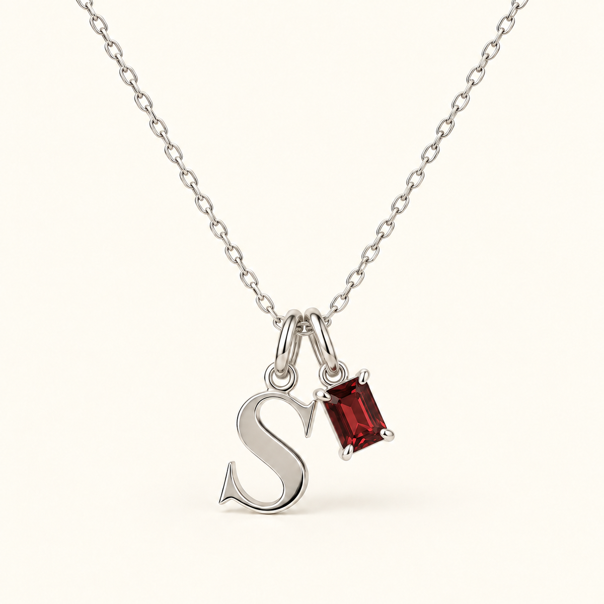 Personalized Initial Birthstone Necklace – Letter & Gemstone Pendant Gift