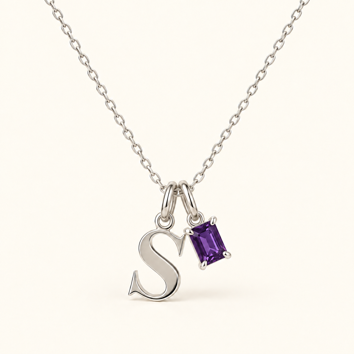Personalized Initial Birthstone Necklace – Letter & Gemstone Pendant Gift
