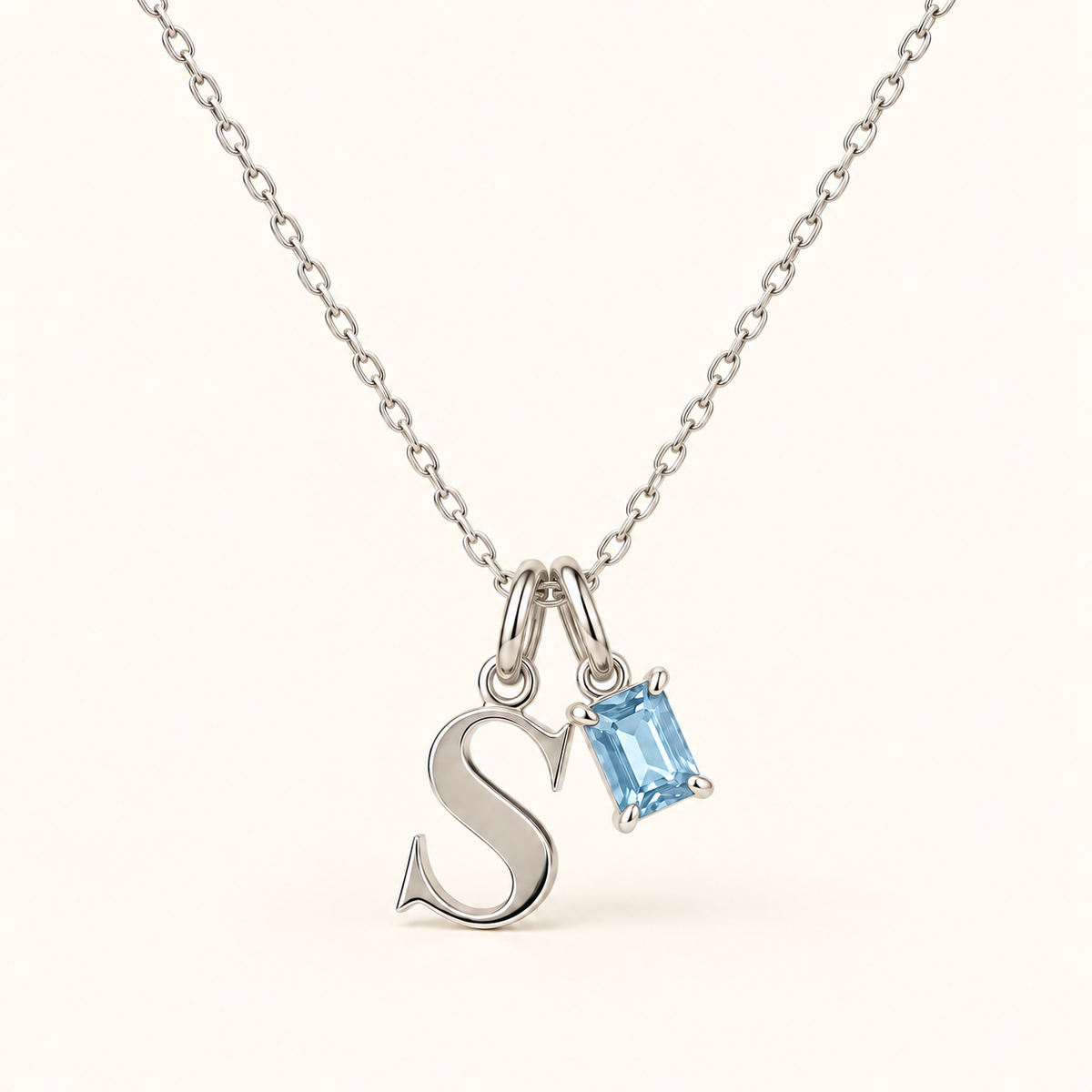 Personalized Initial Birthstone Necklace – Letter & Gemstone Pendant Gift