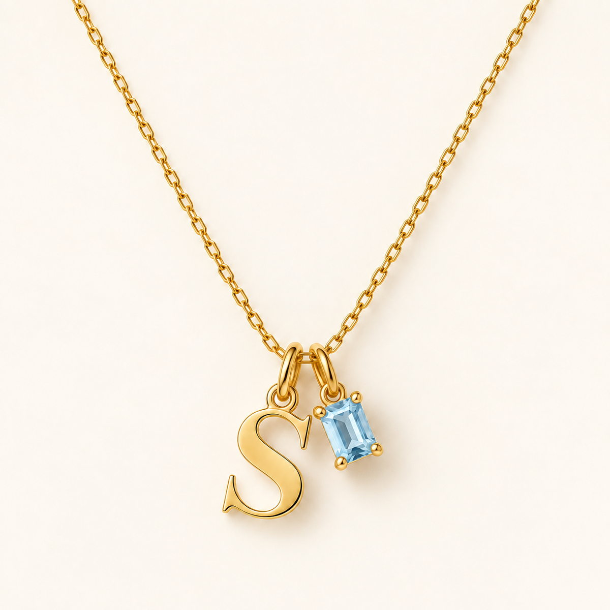 Personalized Initial Birthstone Necklace – Letter & Gemstone Pendant Gift