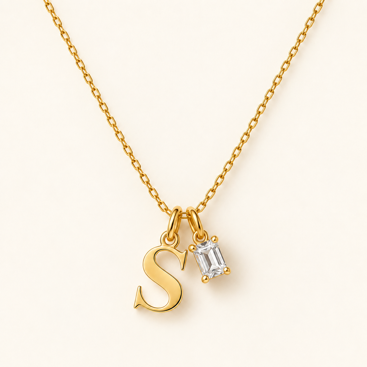 Personalized Initial Birthstone Necklace – Letter & Gemstone Pendant Gift