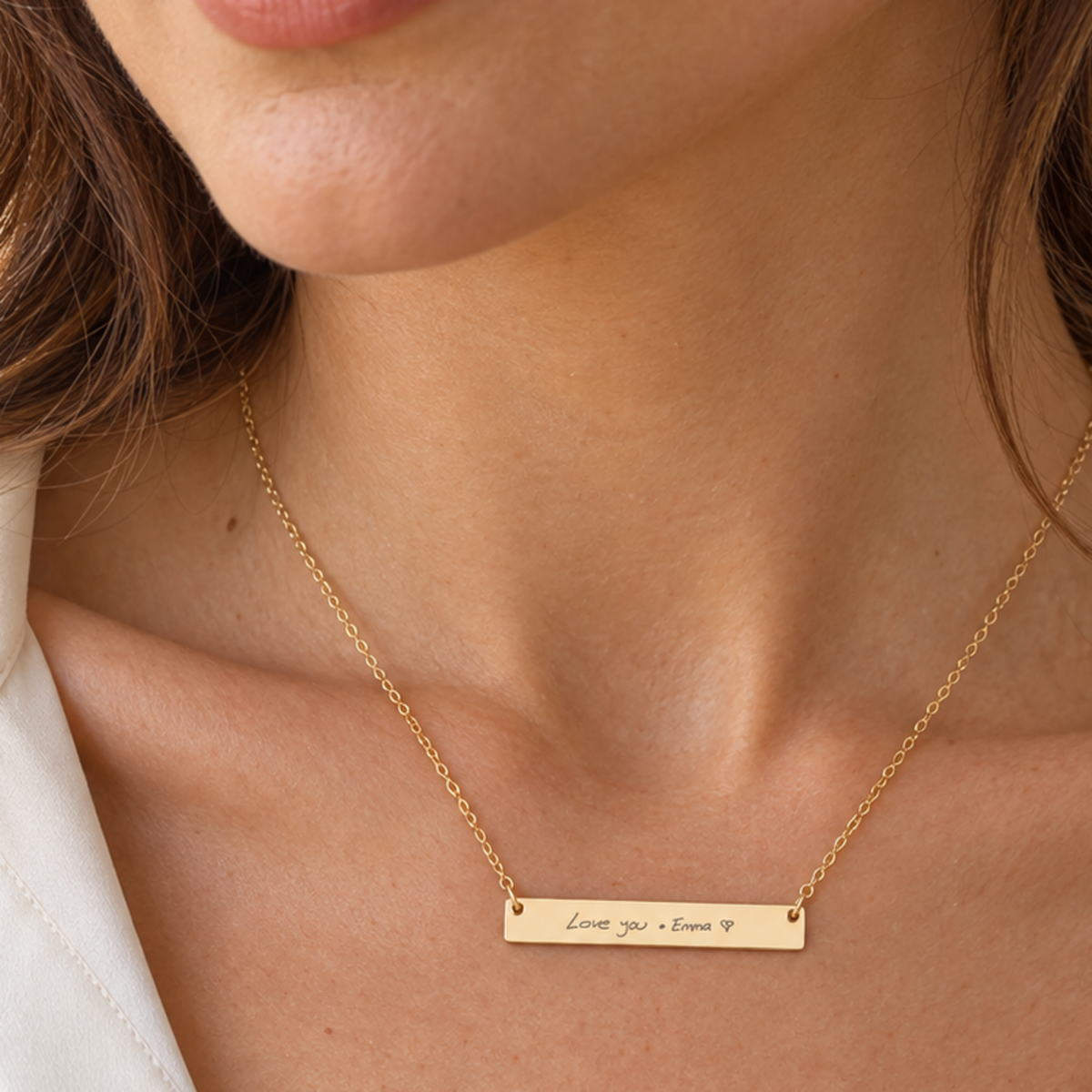 Actual Handwriting Necklace – Personalized Engraved Bar Necklace