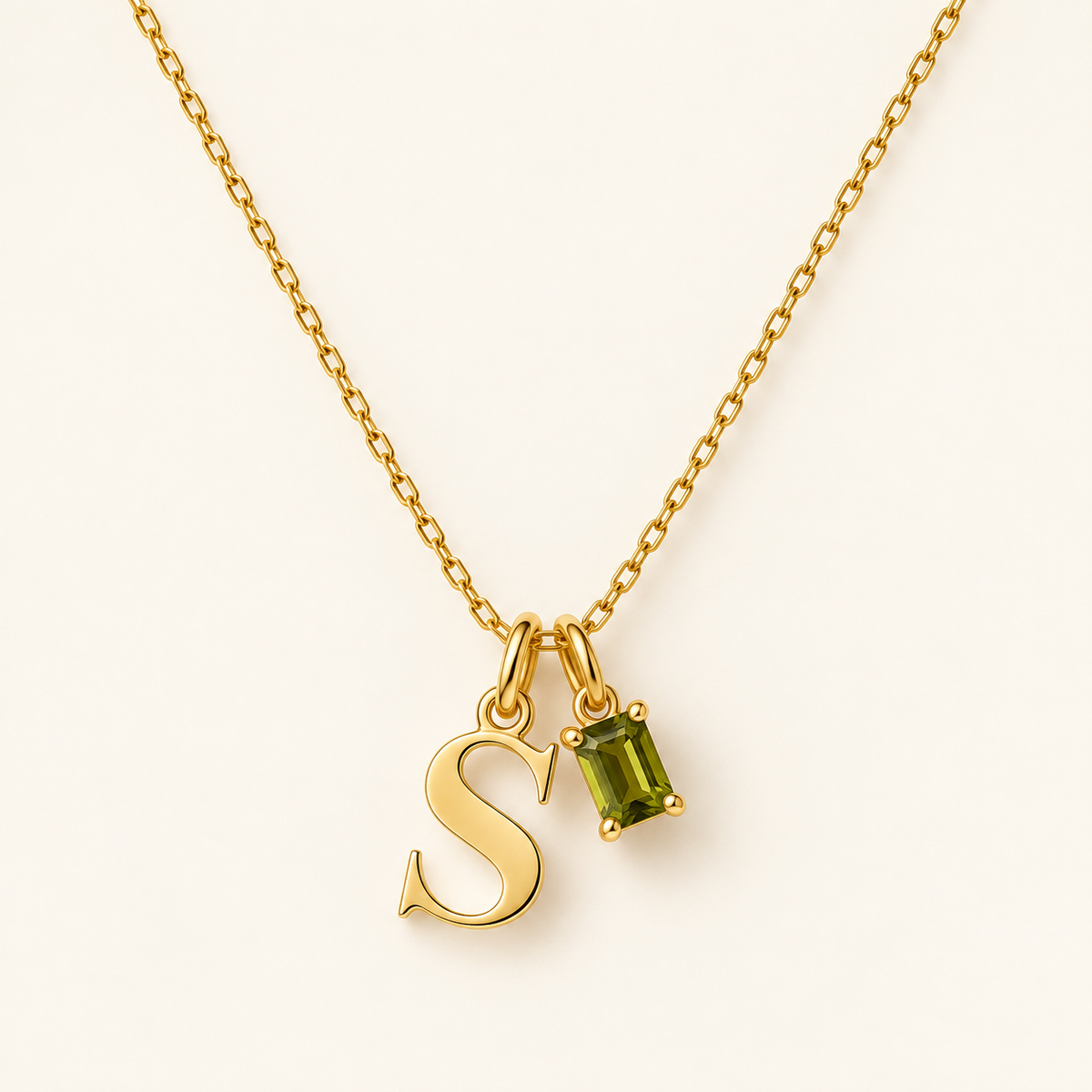 Personalized Initial Birthstone Necklace – Letter & Gemstone Pendant Gift