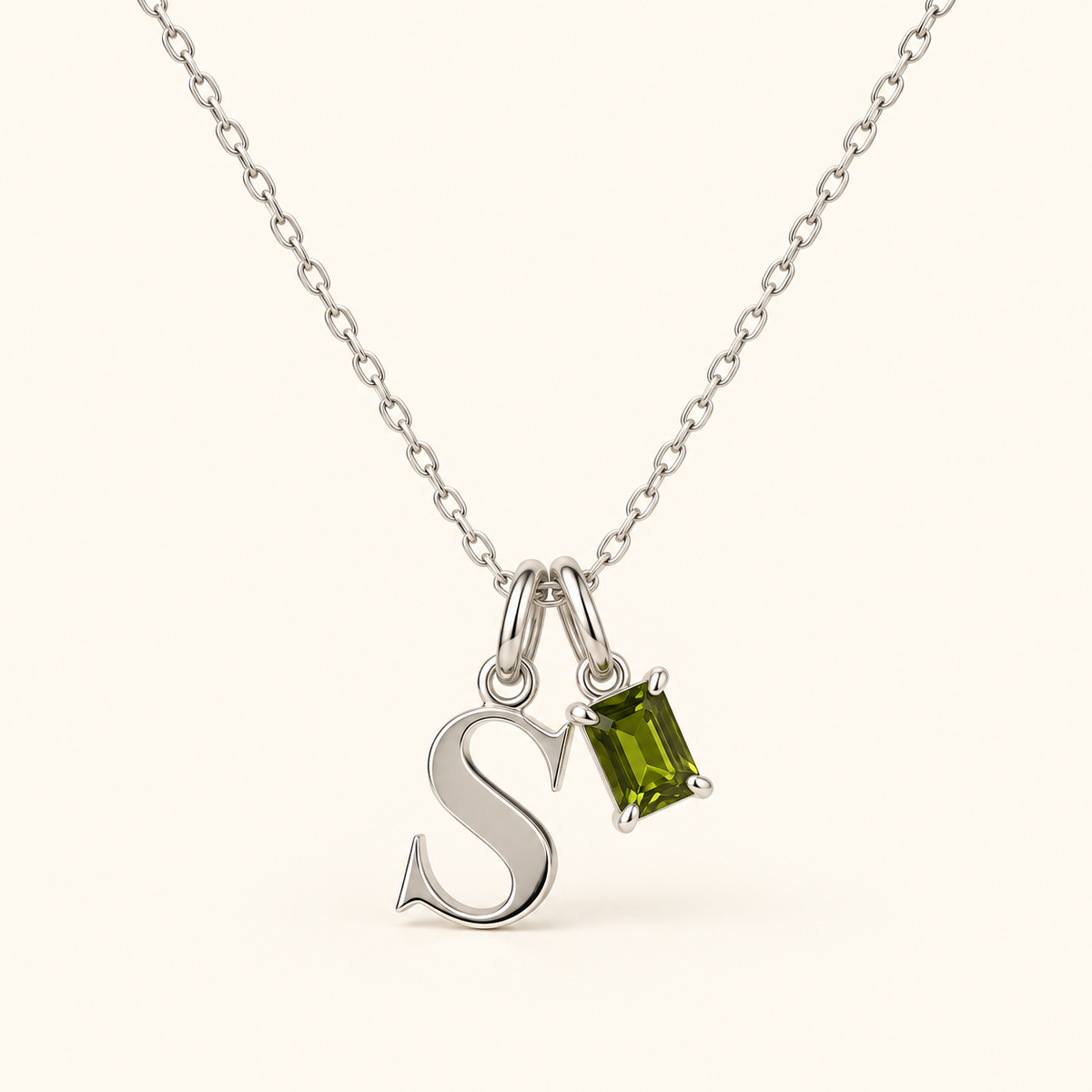 Personalized Initial Birthstone Necklace – Letter & Gemstone Pendant Gift