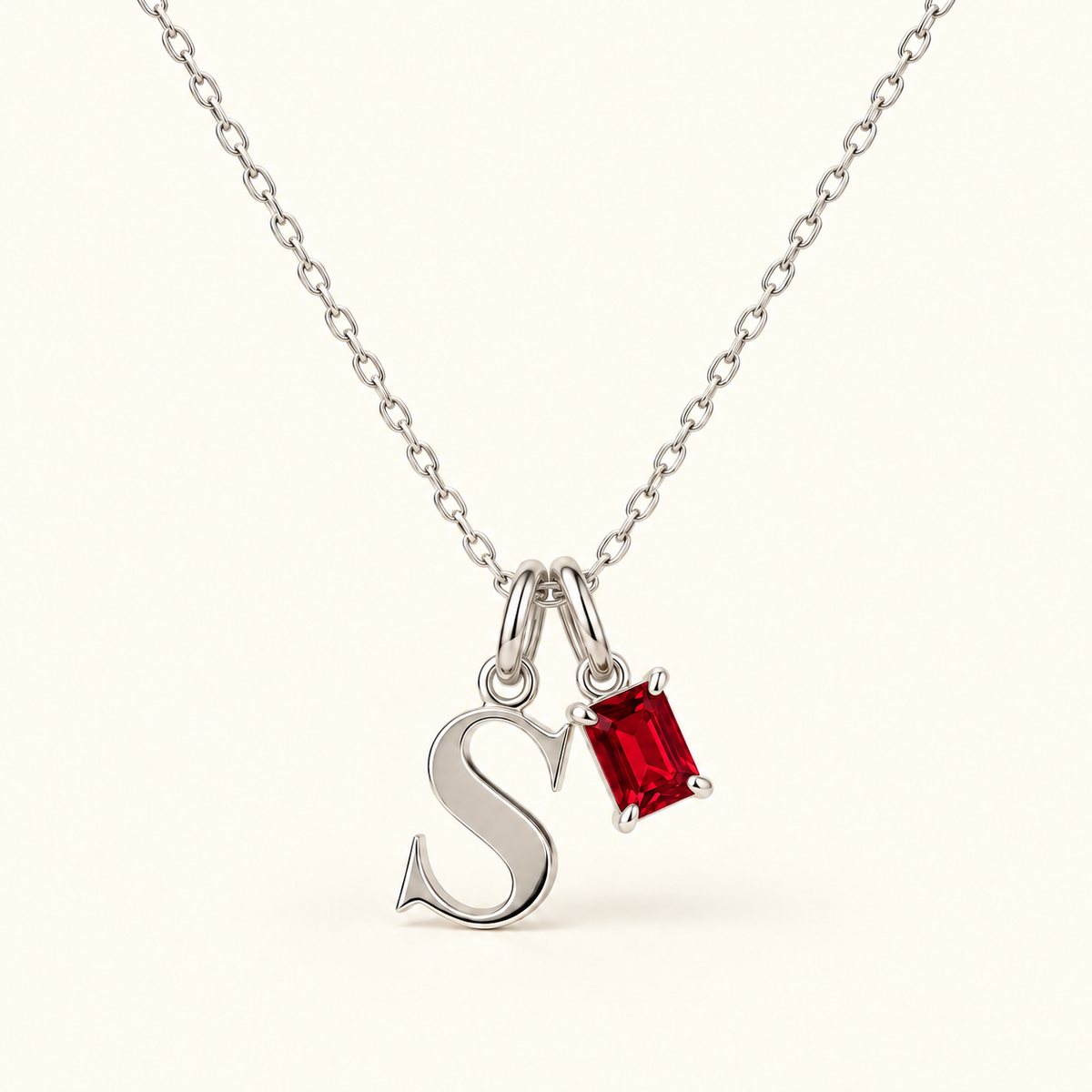 Personalized Initial Birthstone Necklace – Letter & Gemstone Pendant Gift