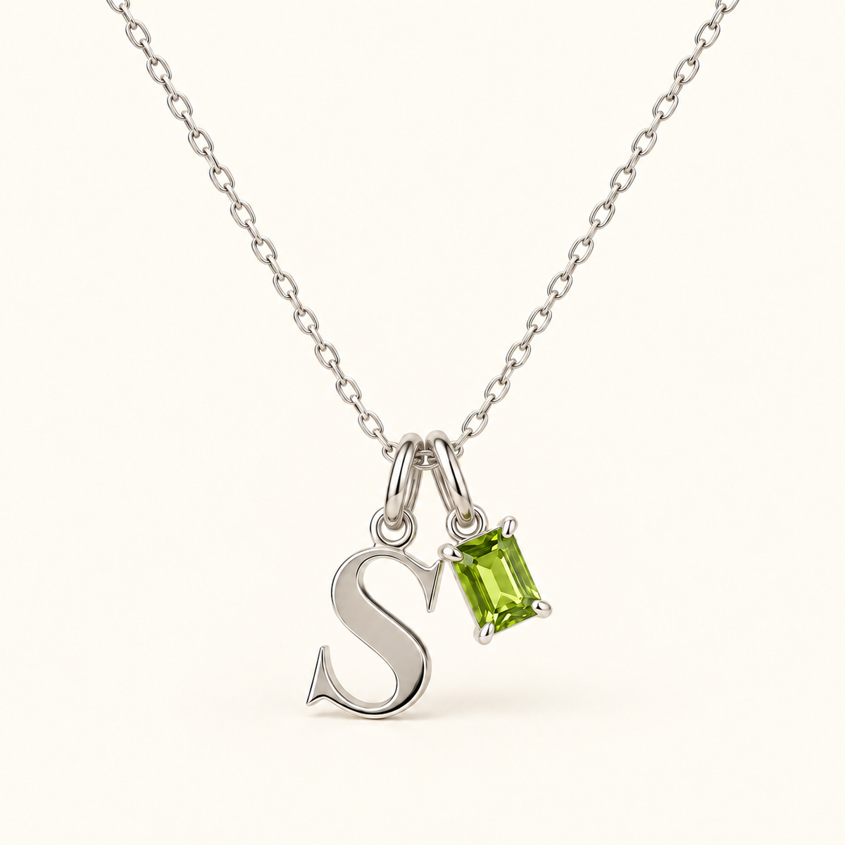 Personalized Initial Birthstone Necklace – Letter & Gemstone Pendant Gift