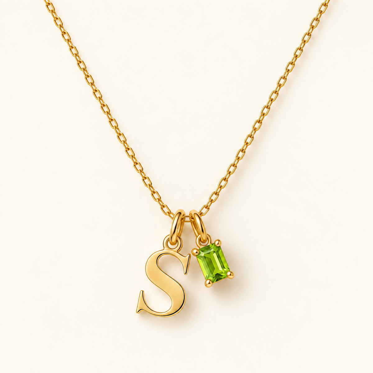 Personalized Initial Birthstone Necklace – Letter & Gemstone Pendant Gift