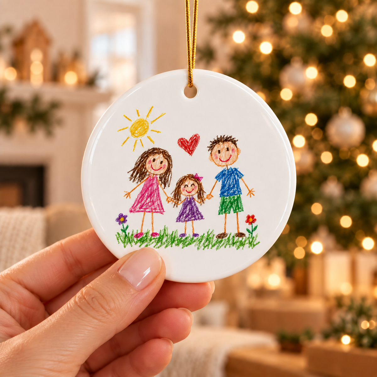 Child’s Drawing Christmas Ornament – Personalized Ceramic Keepsake
