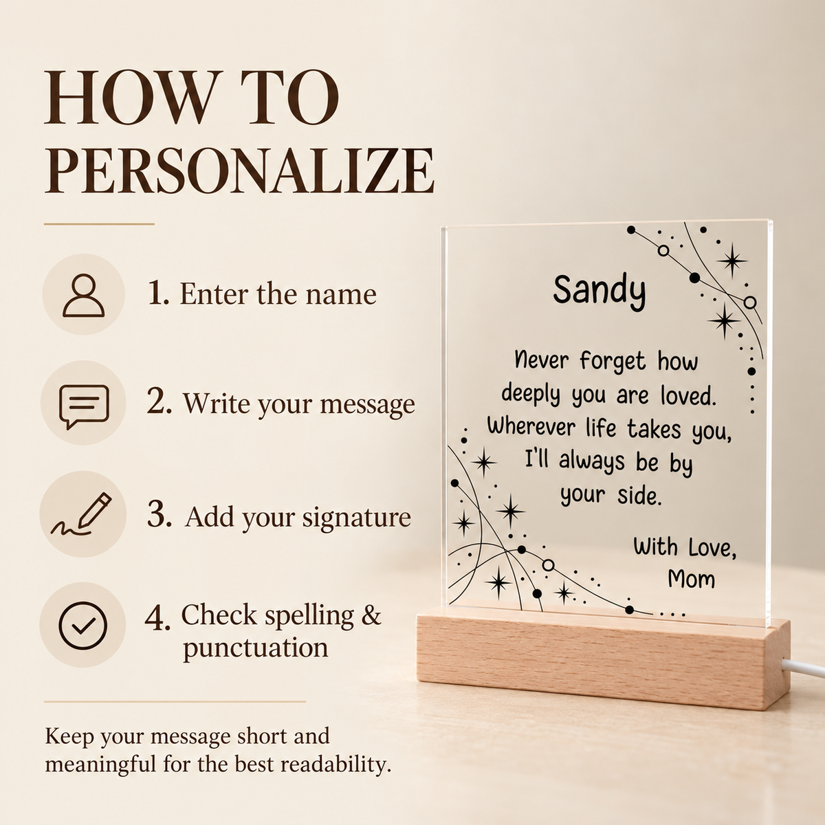 Personalized Constellation Night Light – Custom Name & Message