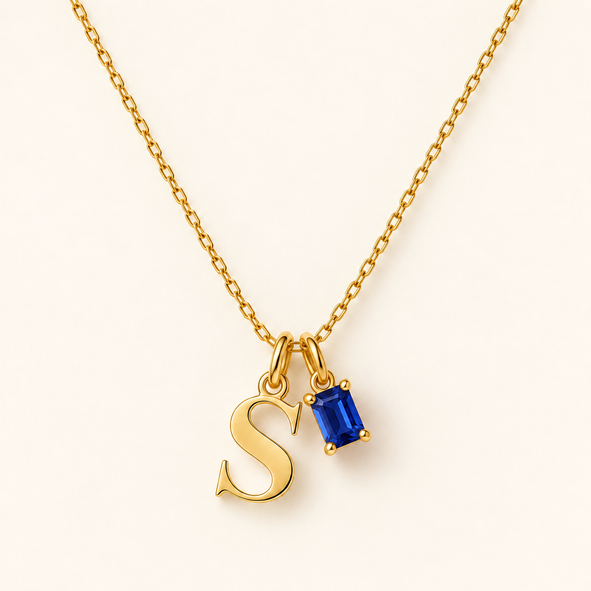 Personalized Initial Birthstone Necklace – Letter & Gemstone Pendant Gift