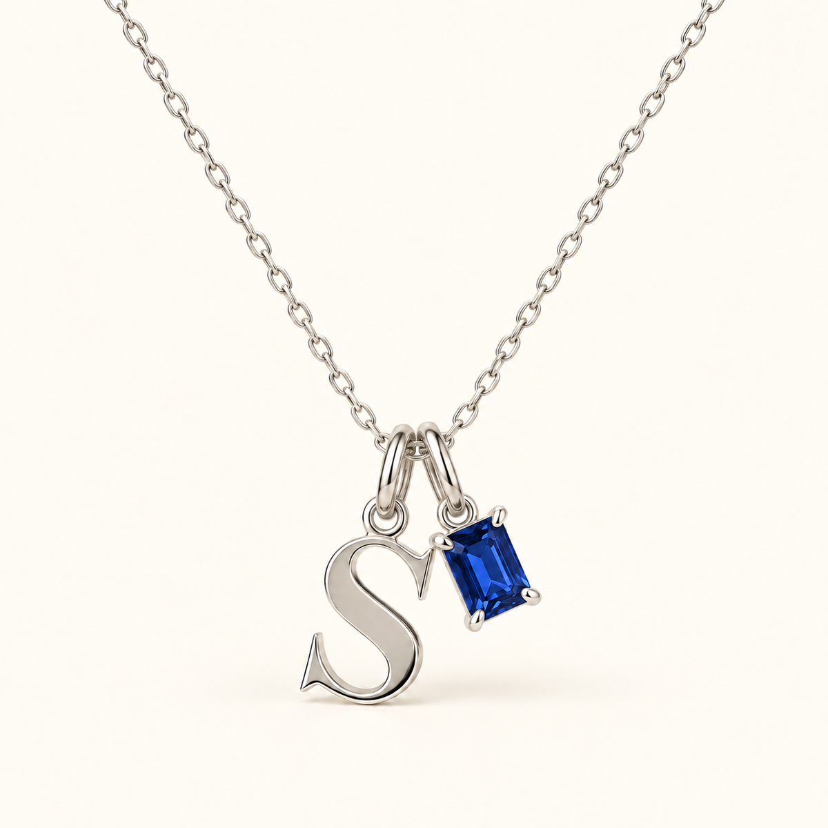 Personalized Initial Birthstone Necklace – Letter & Gemstone Pendant Gift