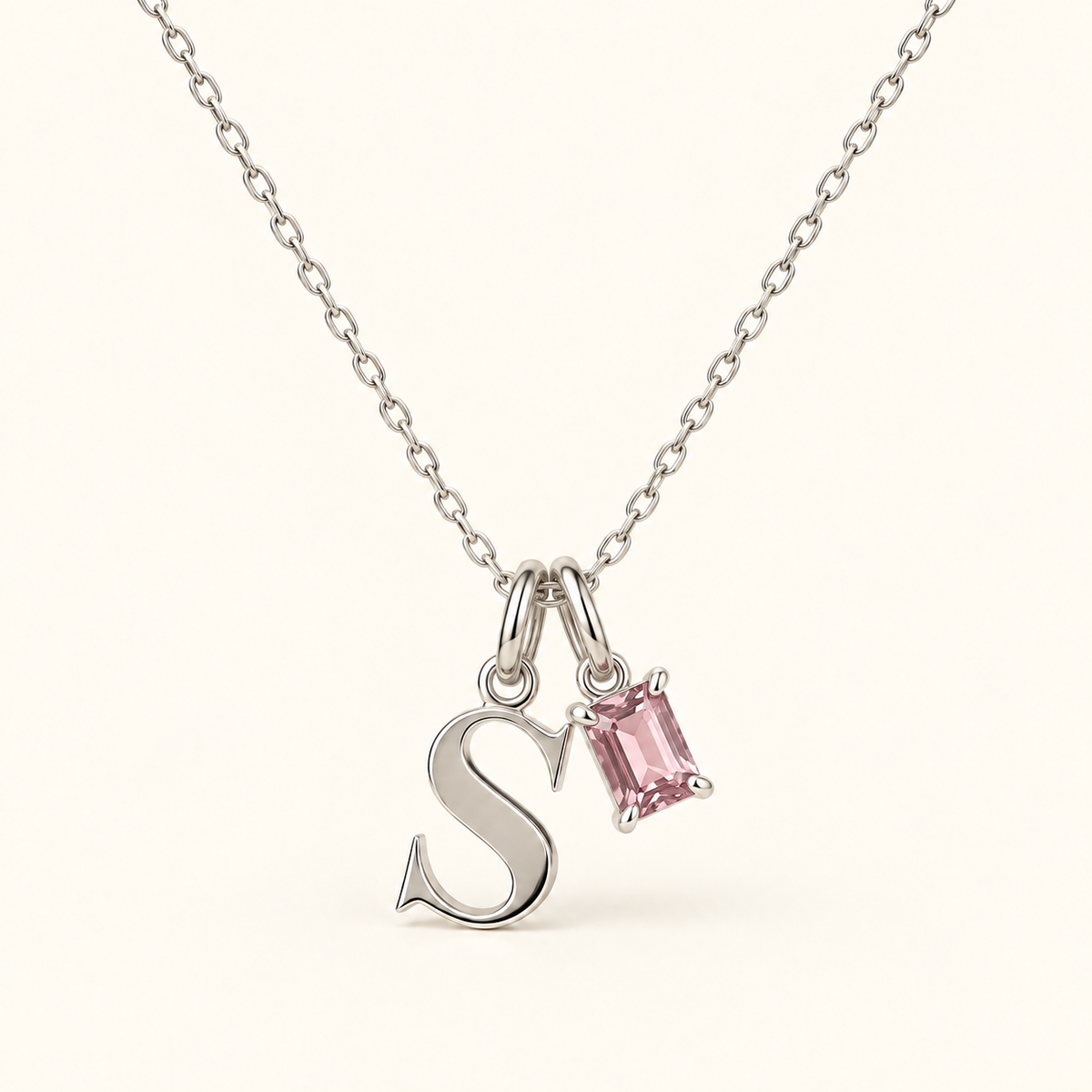 Personalized Initial Birthstone Necklace – Letter & Gemstone Pendant Gift
