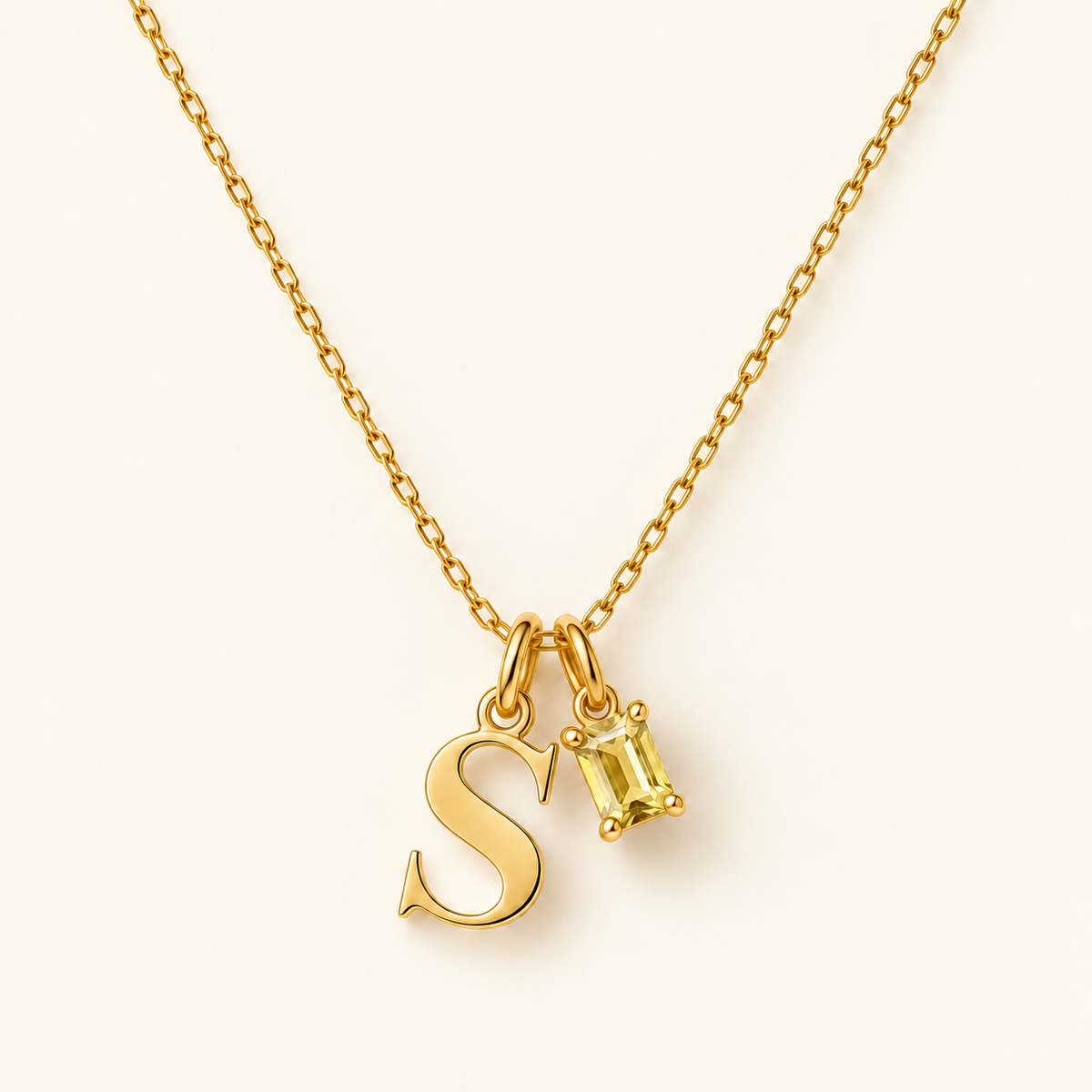 Personalized Initial Birthstone Necklace – Letter & Gemstone Pendant Gift