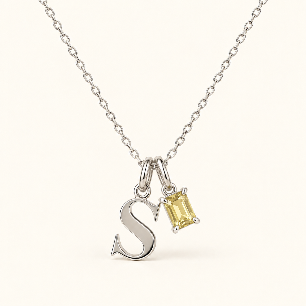 Personalized Initial Birthstone Necklace – Letter & Gemstone Pendant Gift