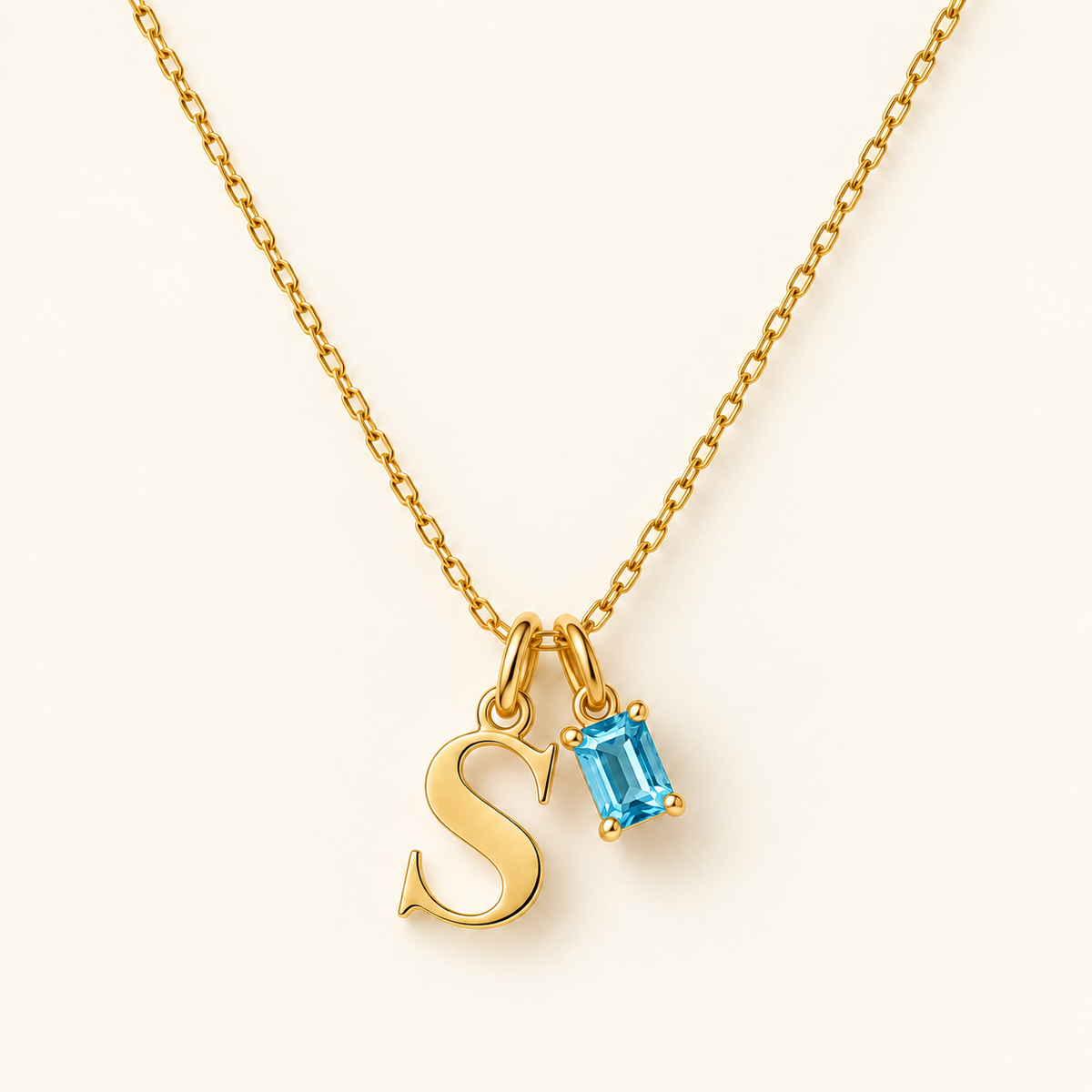 Personalized Initial Birthstone Necklace – Letter & Gemstone Pendant Gift