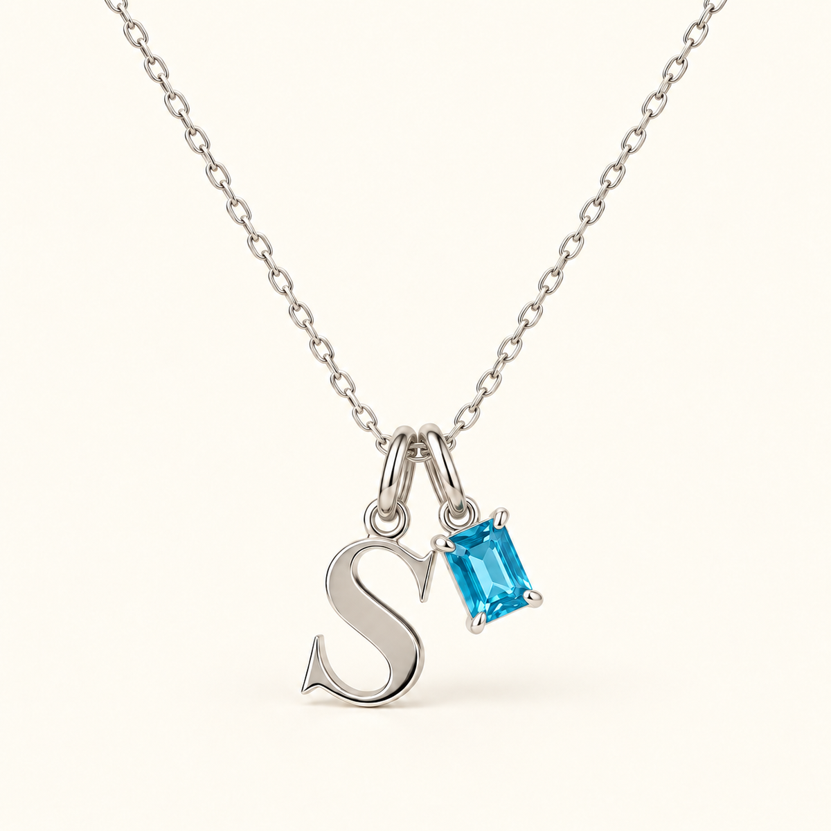 Personalized Initial Birthstone Necklace – Letter & Gemstone Pendant Gift