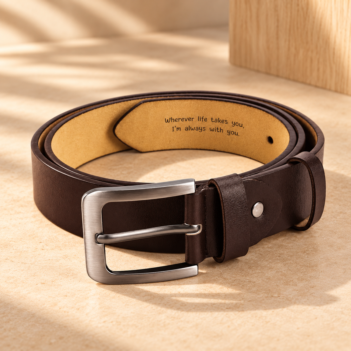 Personalized Engraved Leather Belt – Hidden Message Gift for Him