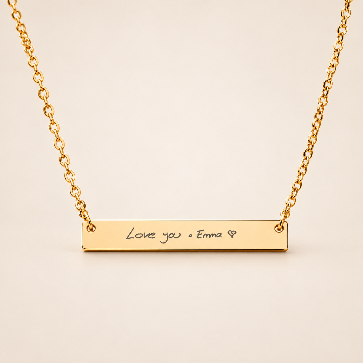 Actual Handwriting Necklace – Personalized Engraved Bar Necklace