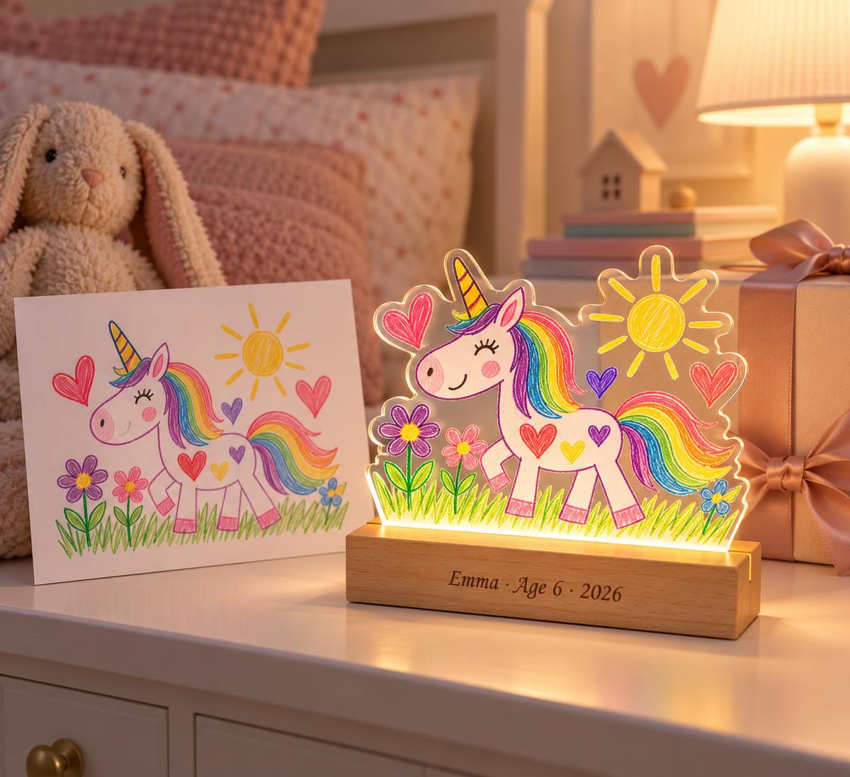 Child’s Drawing Night Light – Personalized Acrylic Keepsake