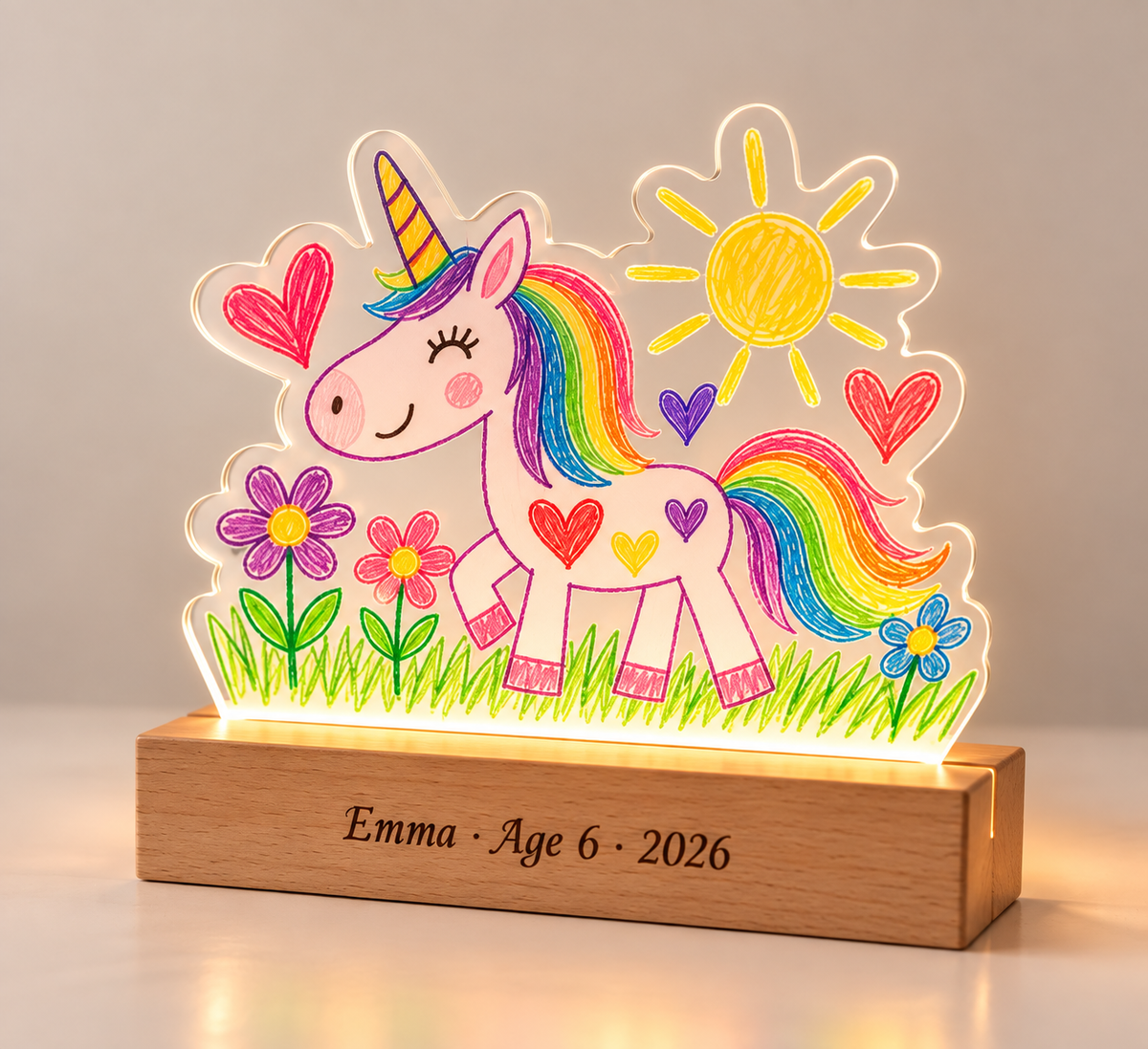 Child’s Drawing Night Light – Personalized Acrylic Keepsake