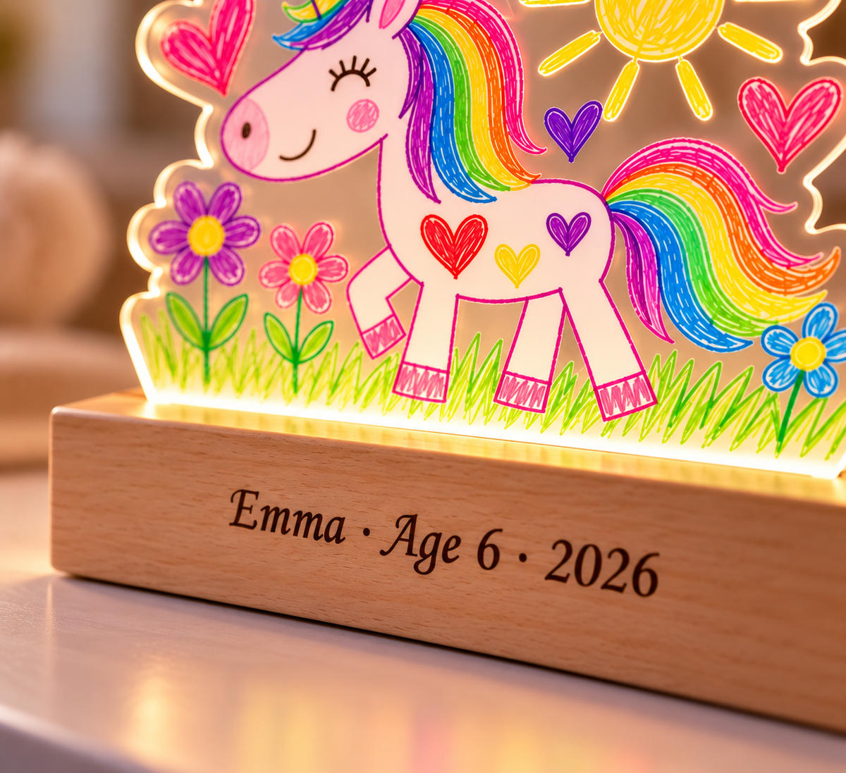 Child’s Drawing Night Light – Personalized Acrylic Keepsake