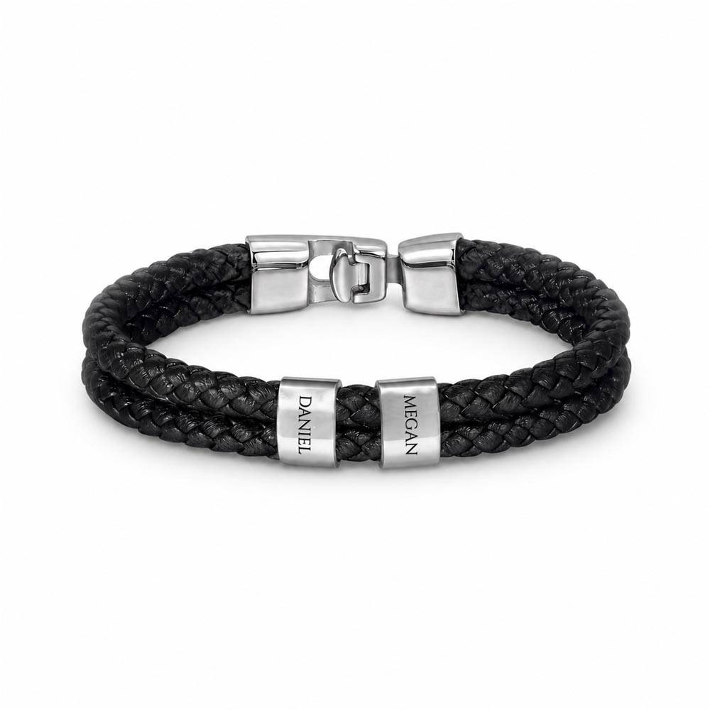 Personalized Name Bracelet for Grandson – Custom Engraved Bead Bracelet | Birthday & Graduation Gift