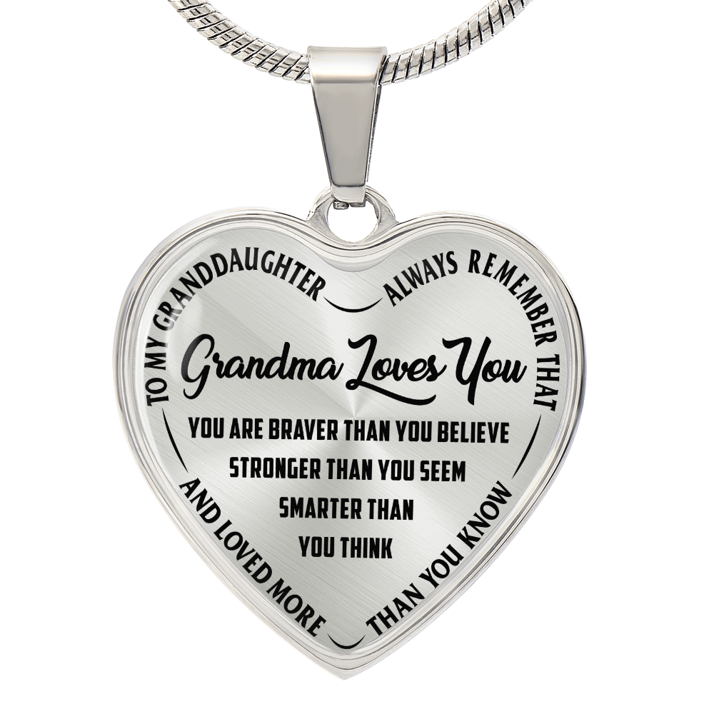 Grandma Loves You Heart Necklace for Granddaughter