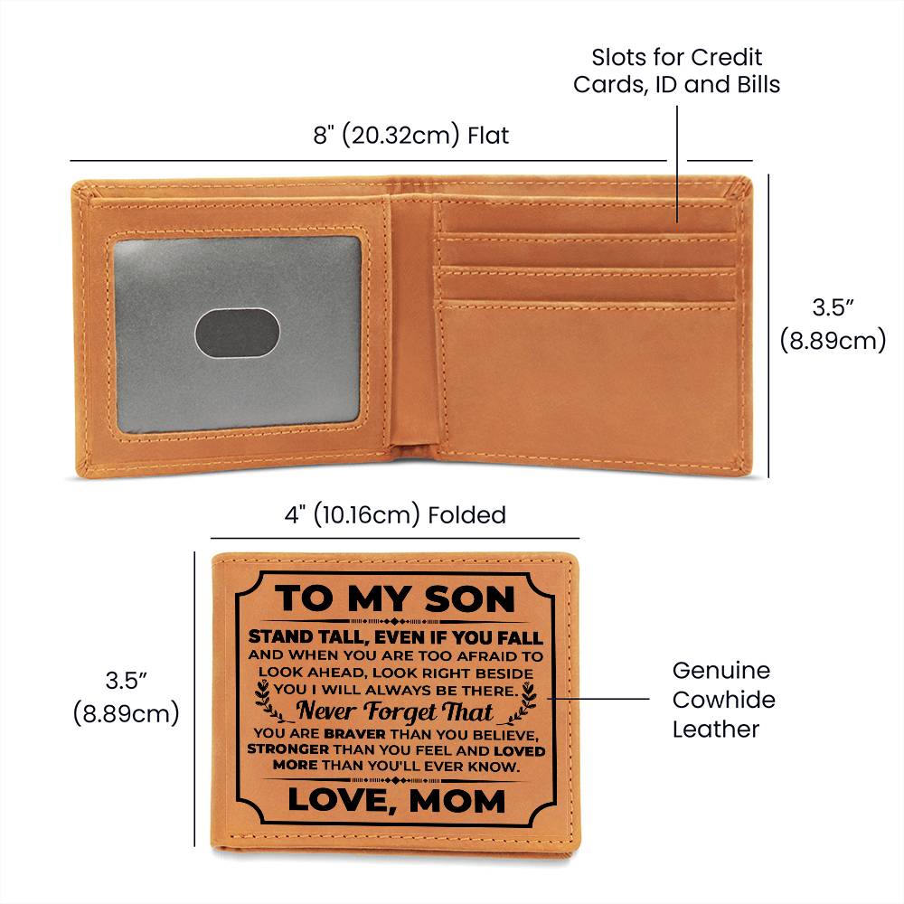 Gift for Son – Stand Tall (Black) – Leather Wallet – image 2