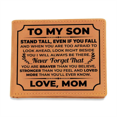 Gift for Son – Stand Tall (Black) – Leather Wallet
