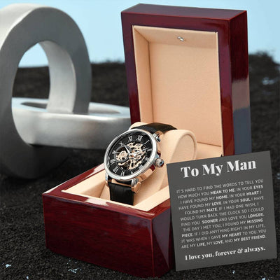 Gift for Him – Life, Love, Best Friend – Luxury Openwork Watch