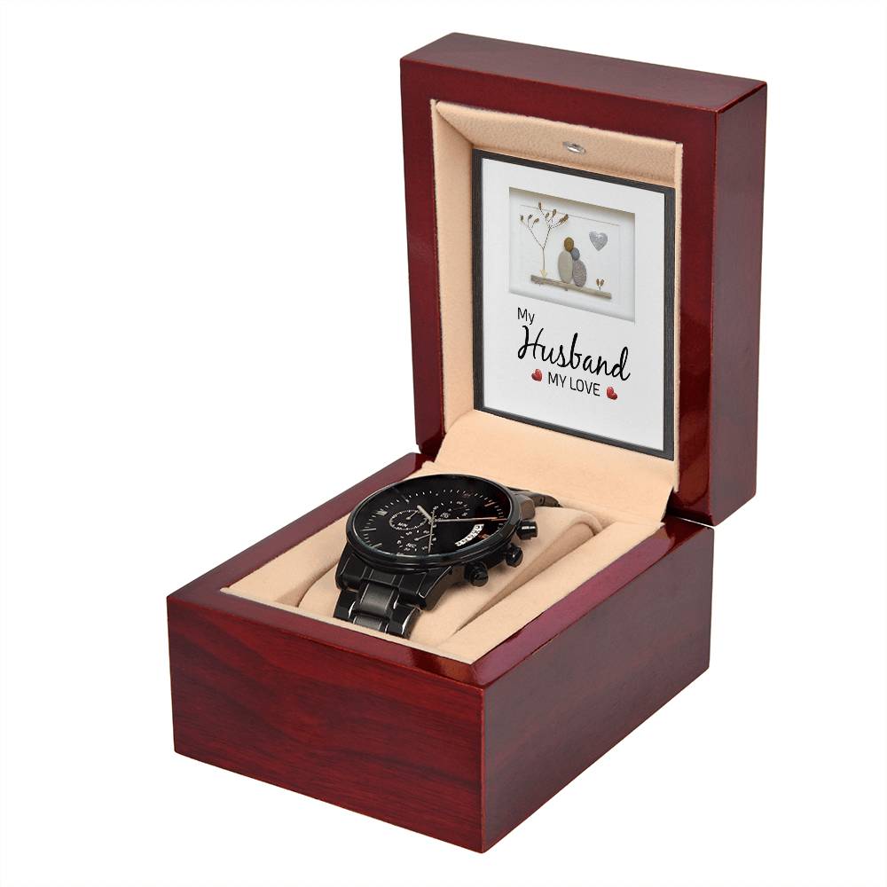 My Husband My Love – Black Chronograph Watch – image 2