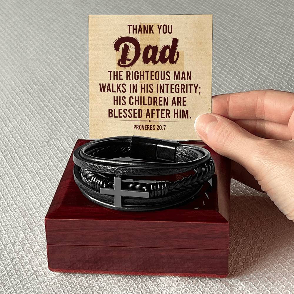 Proverbs 20:7 – Leather Cross Bracelet – image 6