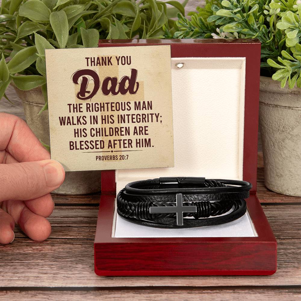 Proverbs 20:7 – Leather Cross Bracelet – image 7