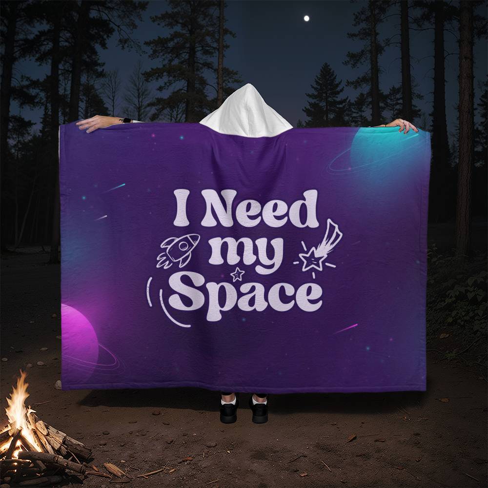 I Need My Space – Hooded Sherpa Fleece Blanket – image 2