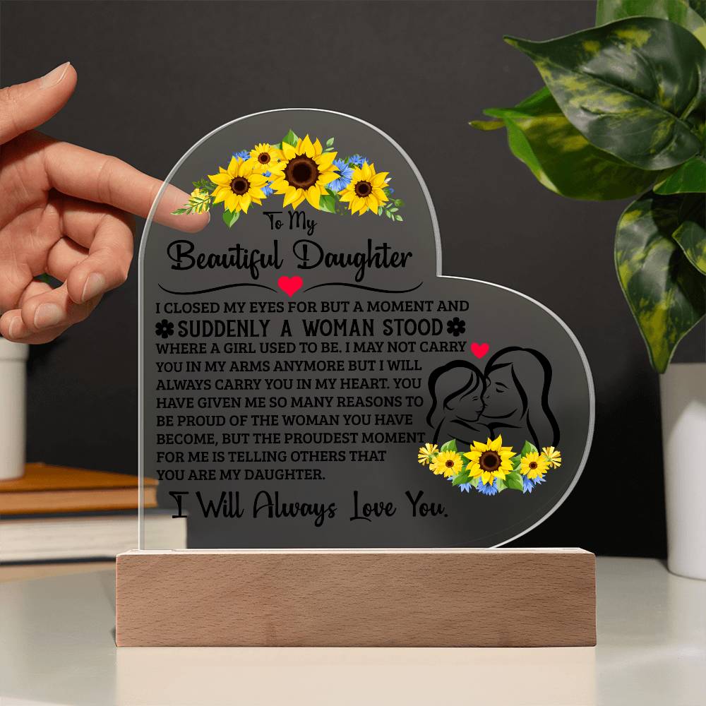 Gift for Daughter – Proud – Acrylic Heart Plaque – image 3