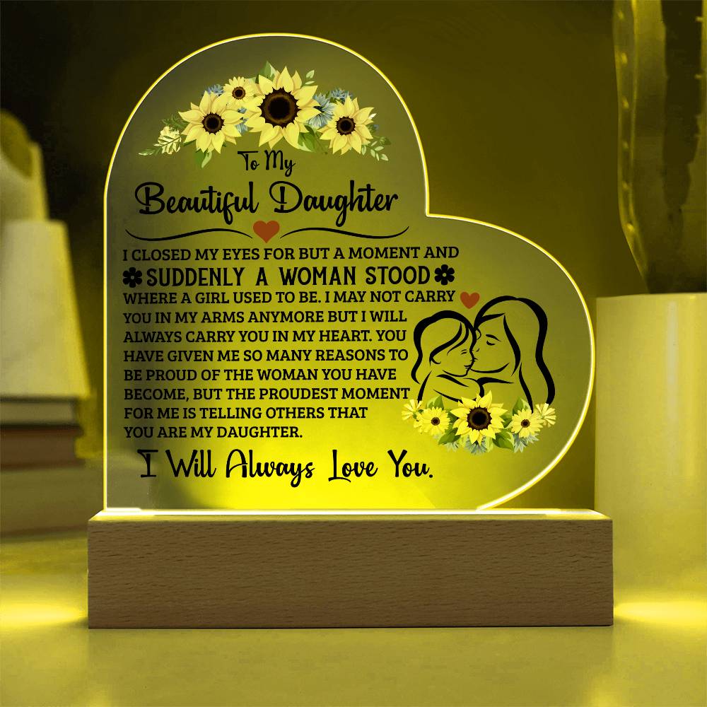 Gift for Daughter – Proud – Acrylic Heart Plaque – image 2