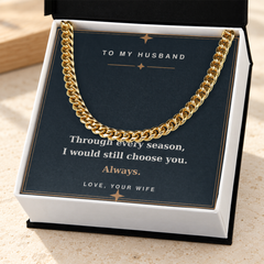 Gold Cuban link chain for husband in the standard gift box