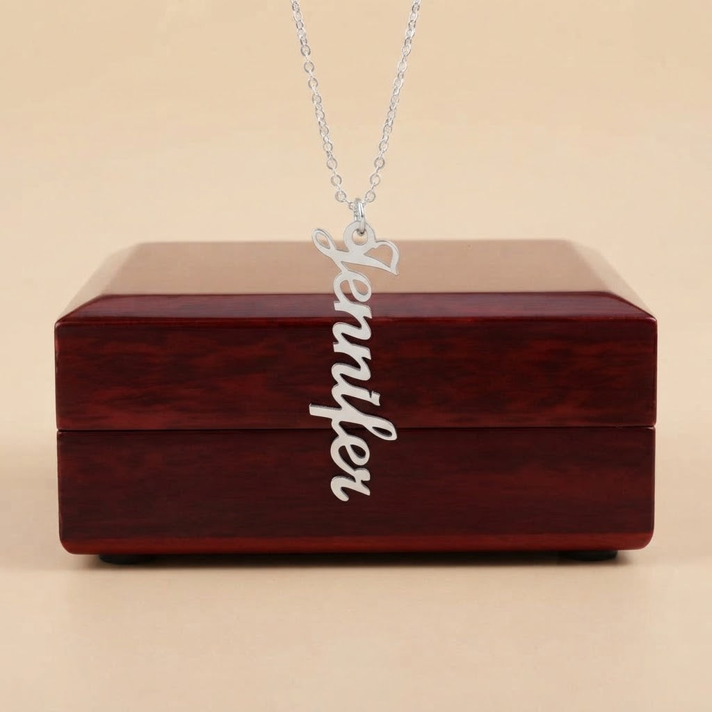Personalized Vertical Name Necklace – Classic Script Style