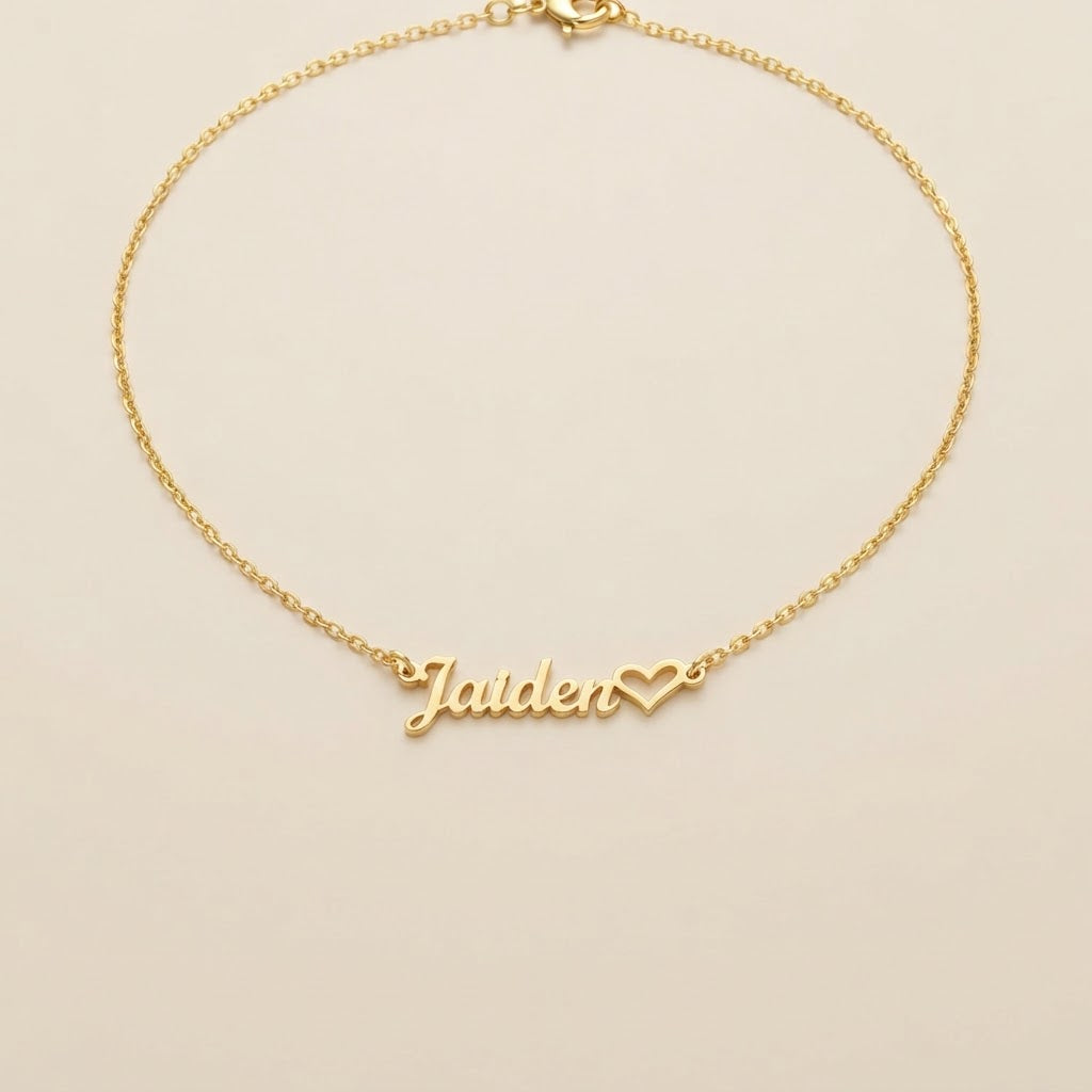 Personalized Name Necklace with Heart – Classic Script Style