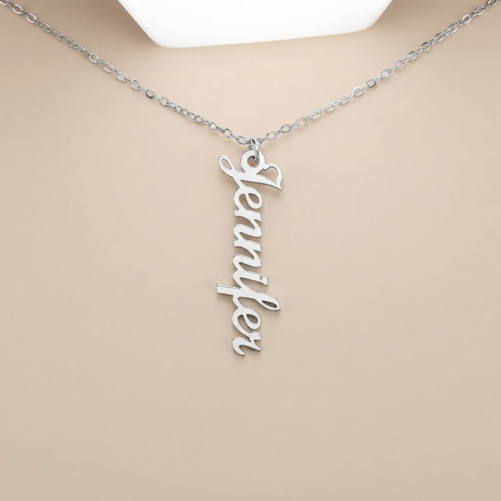 Personalized Vertical Name Necklace – Classic Script Style
