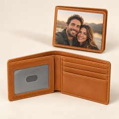 Personalized Photo Leather Wallet – Custom Gift for Him