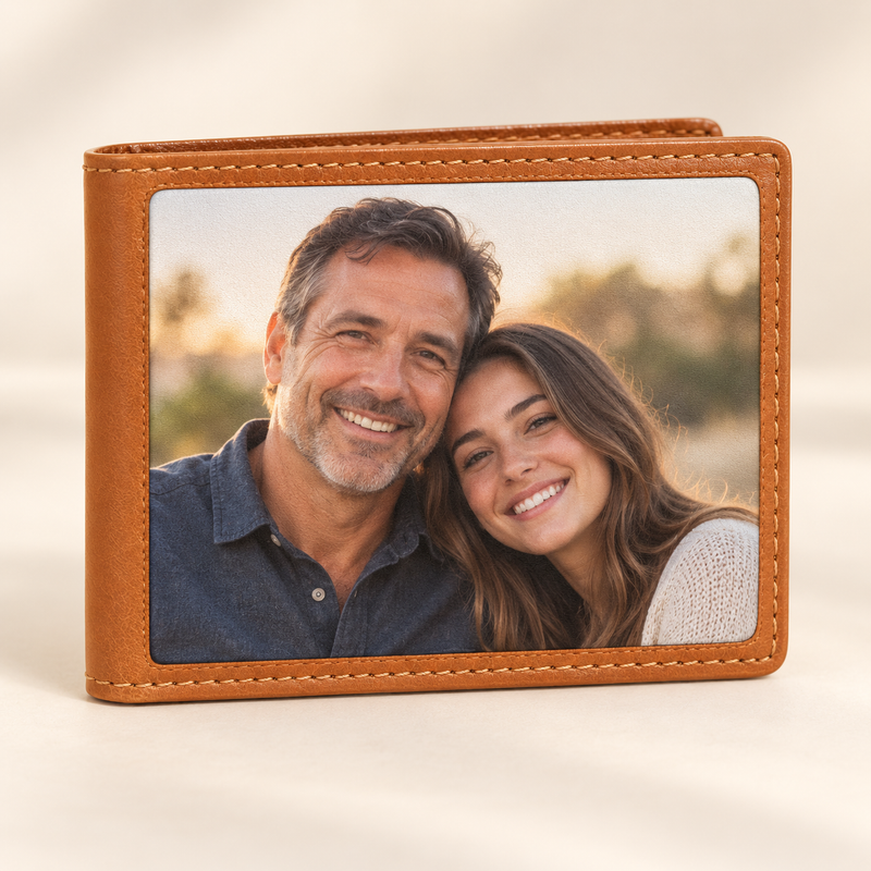 Personalized Photo Leather Wallet – Custom Gift for Him